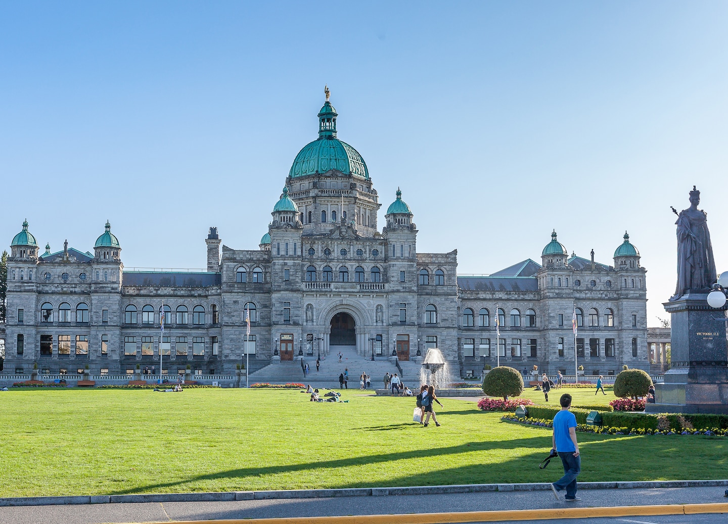 Victoria Parliament Building beneath a blue sky. - Victoria, British Columbia