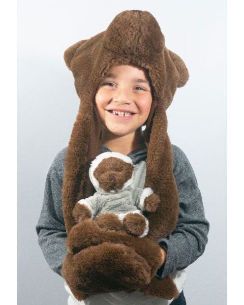 Alaska Brown Bear Hat with MiniBear